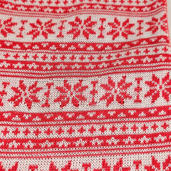 Red Knit Christmas Stocking Nordic Snowflake White Cuff 16” Holiday Decor - Picture 3 of 8